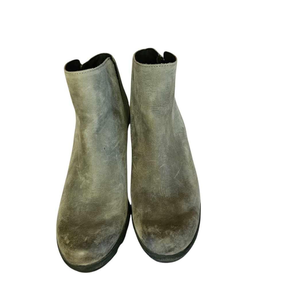 Gray Leather Sorel Ankle Boots